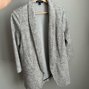 Long black and white blazer